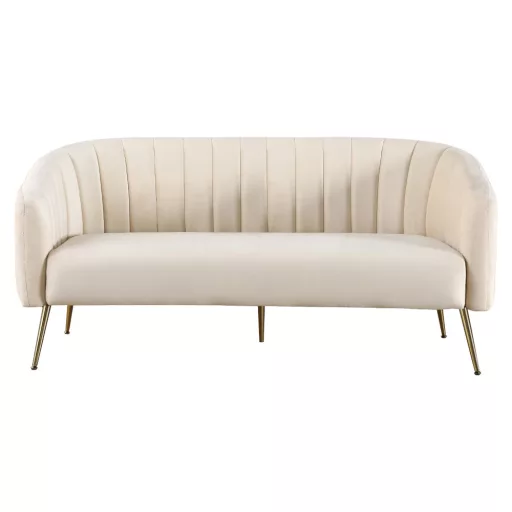 Design 3-as ülés kanapé, bézs Velvet szövet/gold króm-arany, BAGY