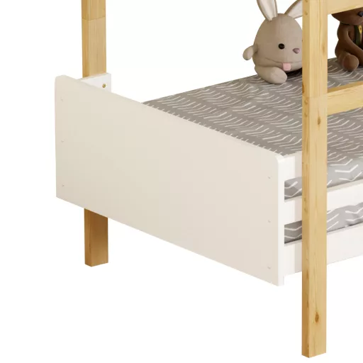 Emeletes ágy, 90x200, tölgy/fehér, DAMLA