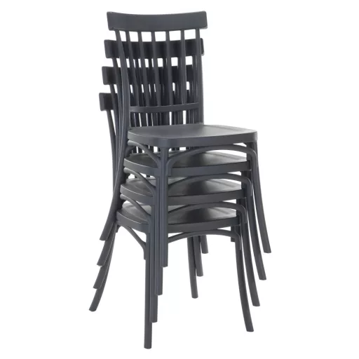 Rakásolható szék, sötétszürke, SAZEN NEW