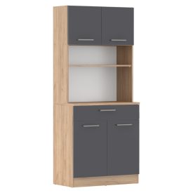 Négyajtós szekrény, artisan tölgy/grafit, DOMIS NEW