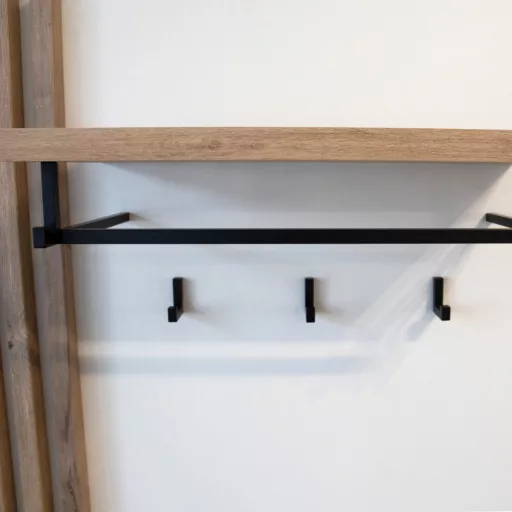 Előszobafal, fehér extra magasfényű HG/artisan tölgy, ALIVA V2