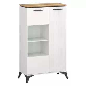 Alacsony vitrin, fehér/evoke tölgy, VELIS 1D1W