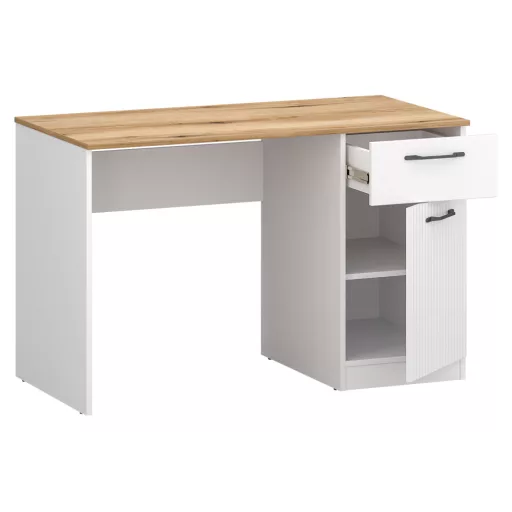 PC asztal, fehér/evoke tölgy, VELIS 1D1S/120
