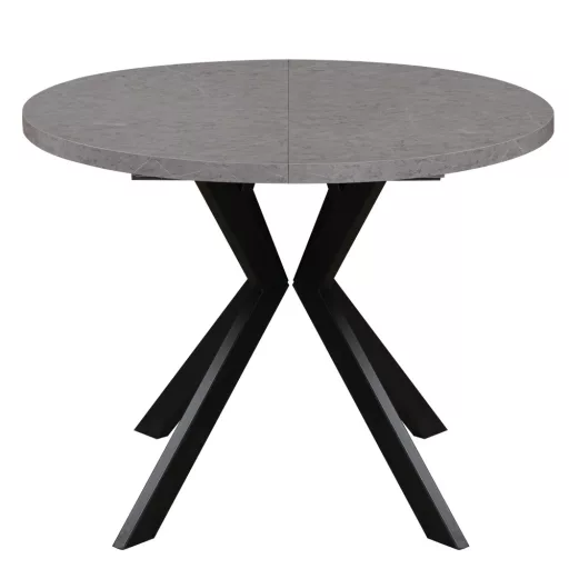 Kihúzható étkezőasztal, világos beton/fekete, 100-250x75,5 cm, LUKOS