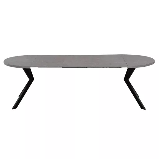 Kihúzható étkezőasztal, világos beton/fekete, 100-250x75,5 cm, LUKOS