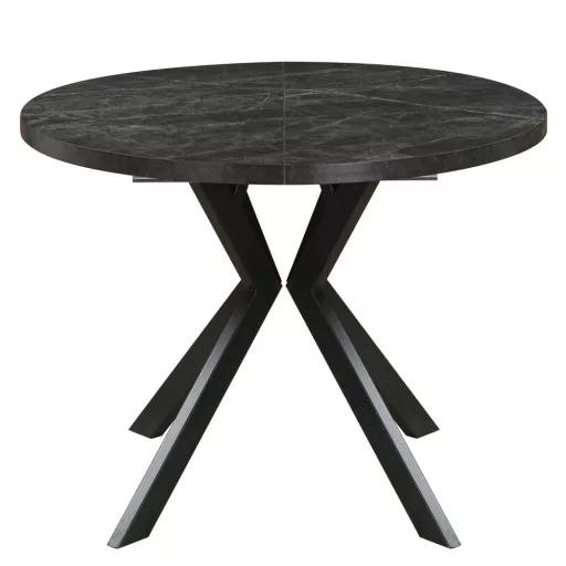 Kihúzható étkezőasztal, sötét beton/fekete, 100-250x75,5 cm, LUKOS