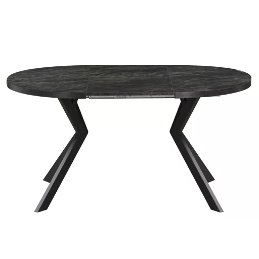 Kihúzható étkezőasztal, sötét beton/fekete, 100-250x75,5 cm, LUKOS
