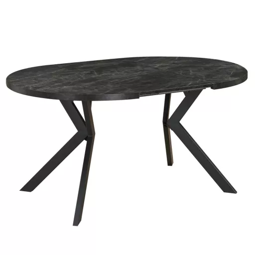 Kihúzható étkezőasztal, sötét beton/fekete, 100-250x75,5 cm, LUKOS