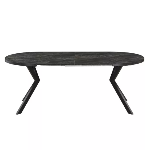 Kihúzható étkezőasztal, sötét beton/fekete, 100-250x75,5 cm, LUKOS