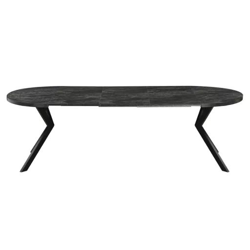 Kihúzható étkezőasztal, sötét beton/fekete, 100-250x75,5 cm, LUKOS