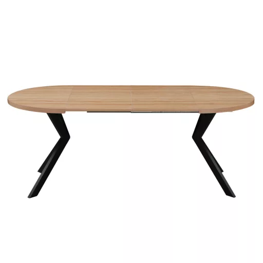 Kihúzható étkezőasztal, világos tölgy/fekete, 100-250x75,5 cm, LUKOS