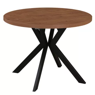   Kihúzható étkezőasztal, sötét tölgy/fekete, 100-250x75,5 cm, LUKOS