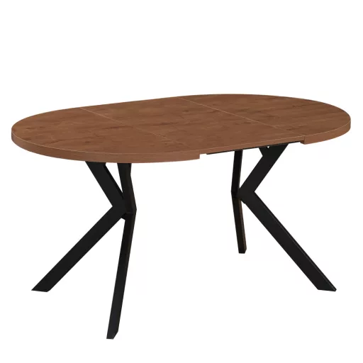 Kihúzható étkezőasztal, sötét tölgy/fekete, 100-250x75,5 cm, LUKOS