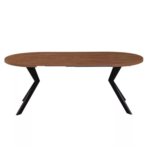 Kihúzható étkezőasztal, sötét tölgy/fekete, 100-250x75,5 cm, LUKOS