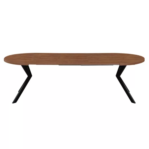Kihúzható étkezőasztal, sötét tölgy/fekete, 100-250x75,5 cm, LUKOS