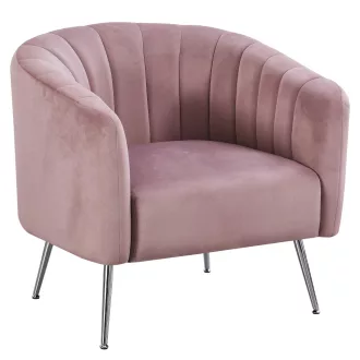 Design fotel, rózsaszín Velvet szövet/króm-ezüst, BAGY