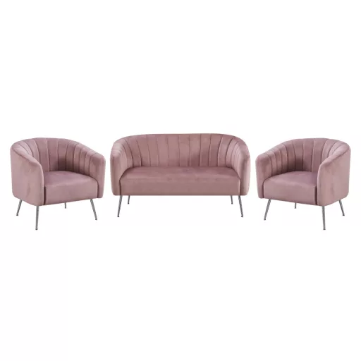 Design fotel, rózsaszín Velvet szövet/króm-ezüst, BAGY
