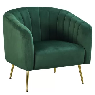   Design fotel, sötétzöld Velvet szövet/gold króm-arany, BAGY