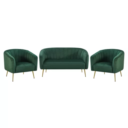 Design fotel, sötétzöld Velvet szövet/gold króm-arany, BAGY