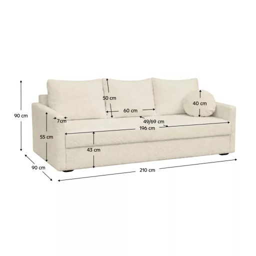 Kinyitható heverő, krémszínű, ZERUS