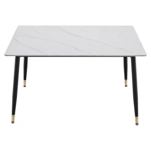 Étkezőasztal, fehér márvány/fekete/arany, 121x71 cm, FLORENC TYP 1